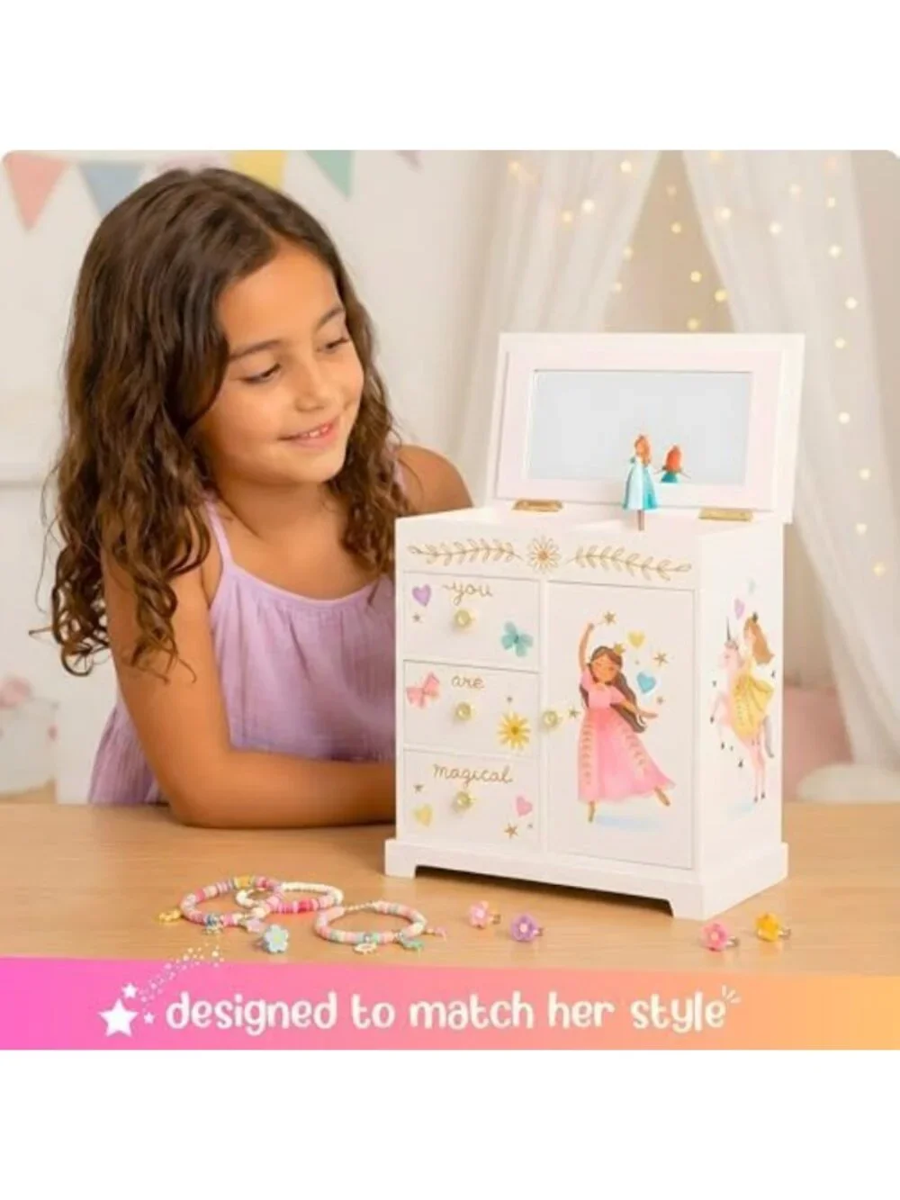 Princess Musical Jewelry Box for Girls - Enchanting Storage & Playful Design